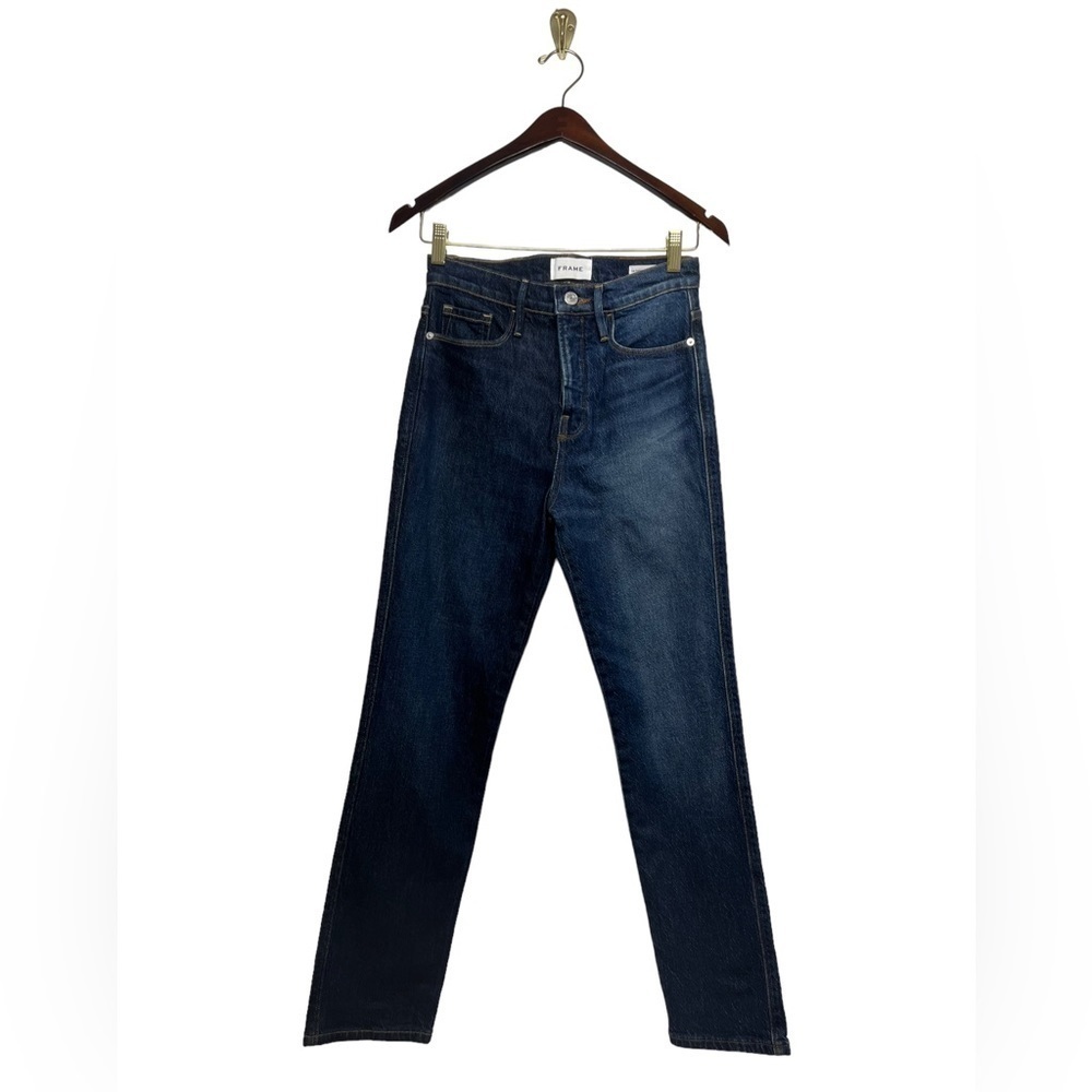 FRAME Blue Le Sylvie Slender Indigo Combo Straight Jean 25 - Picture 5 of 12